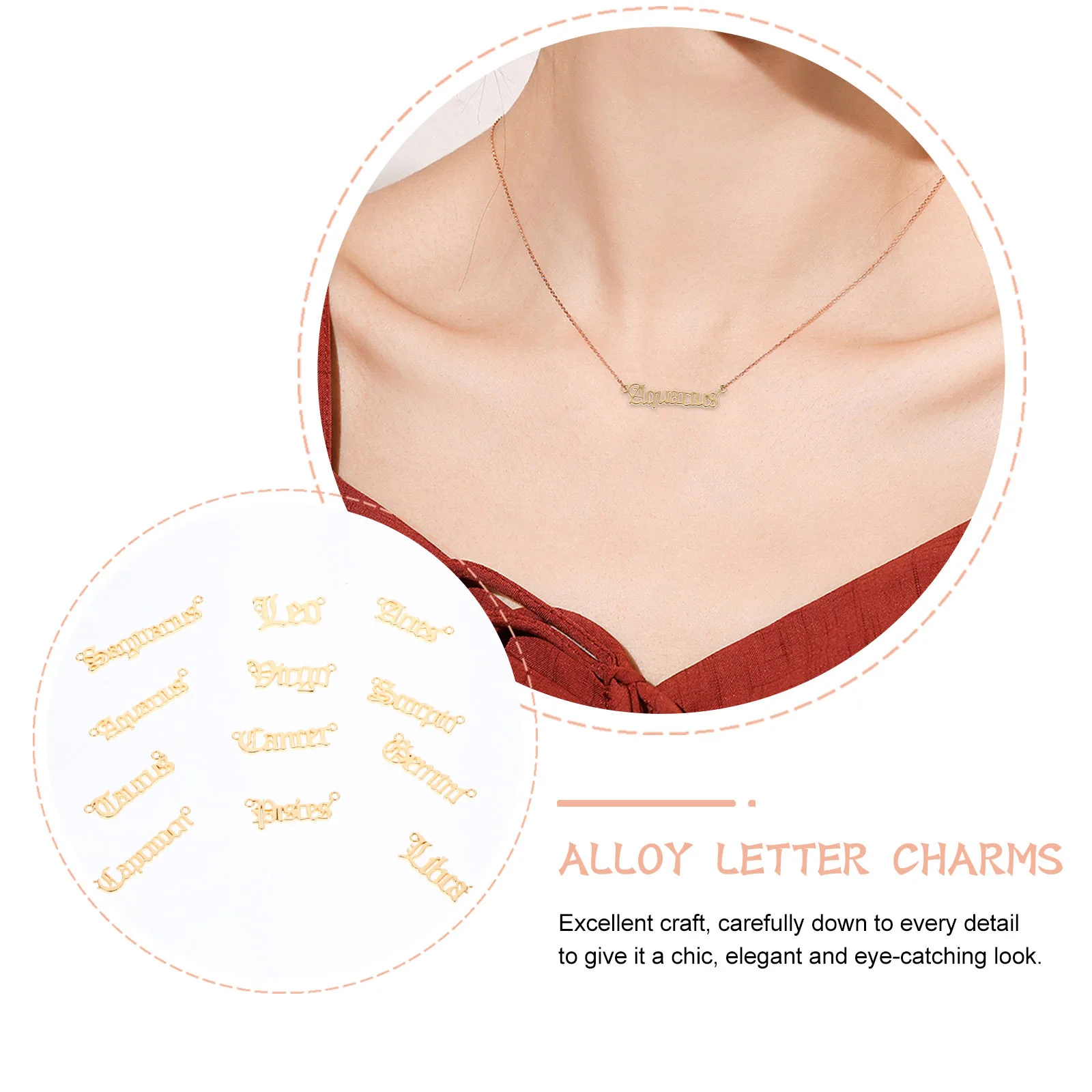 

24Pcs Constellation Letter Pendants Alloy Charms DIY Jewelry Making Supplies for Bracelets Necklaces Craft Projects