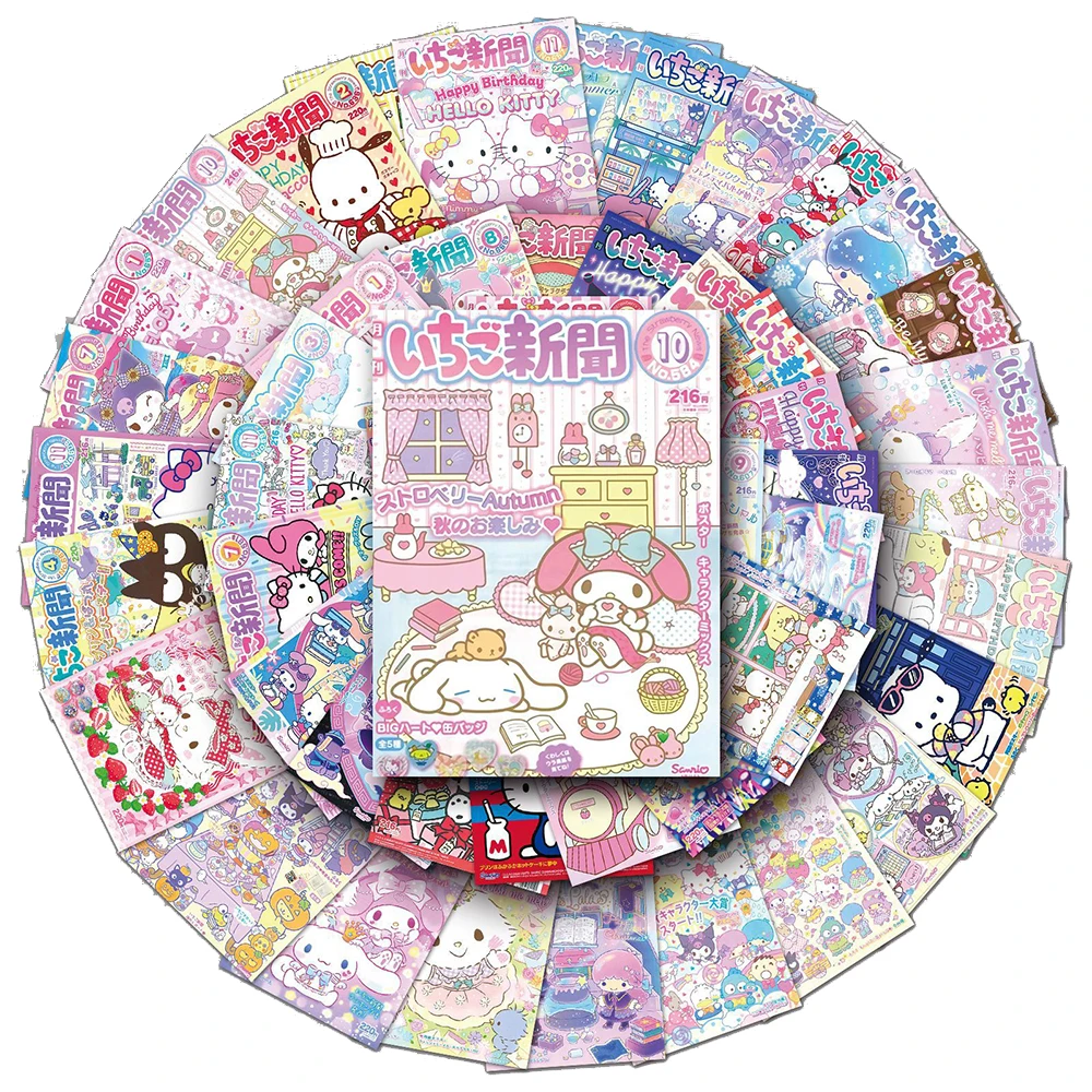 10/30/50pcs Anime Sanrio Poster Aesthetic Stickers Hello Kitty Magazine Cover Decals Phone Scrapbook Kawaii Cartoon Sticker Toys