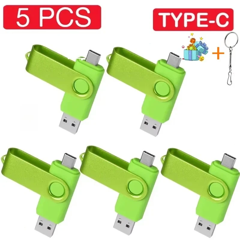

5PCS High Speed 2 IN 1 USB 2.0 Flash Pendrive key Type-C USB Flash Drive H2testw 4GB 8GB 16GB 32GB 64GB 128GB Pen Drive Cle USB