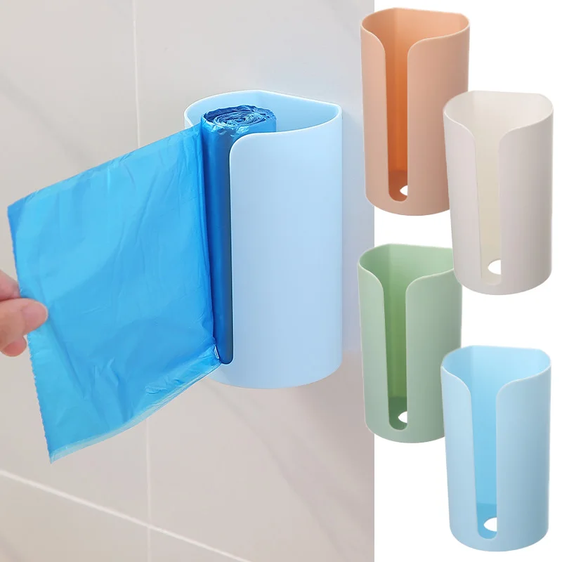 Wandbehang, nagelfreier Kunststoff-Müllbeutelhalter, montierter Müllbeutel, Aufbewahrungsbox, Wattepad-Behälter für Zuhause, Küche, Badezimmer