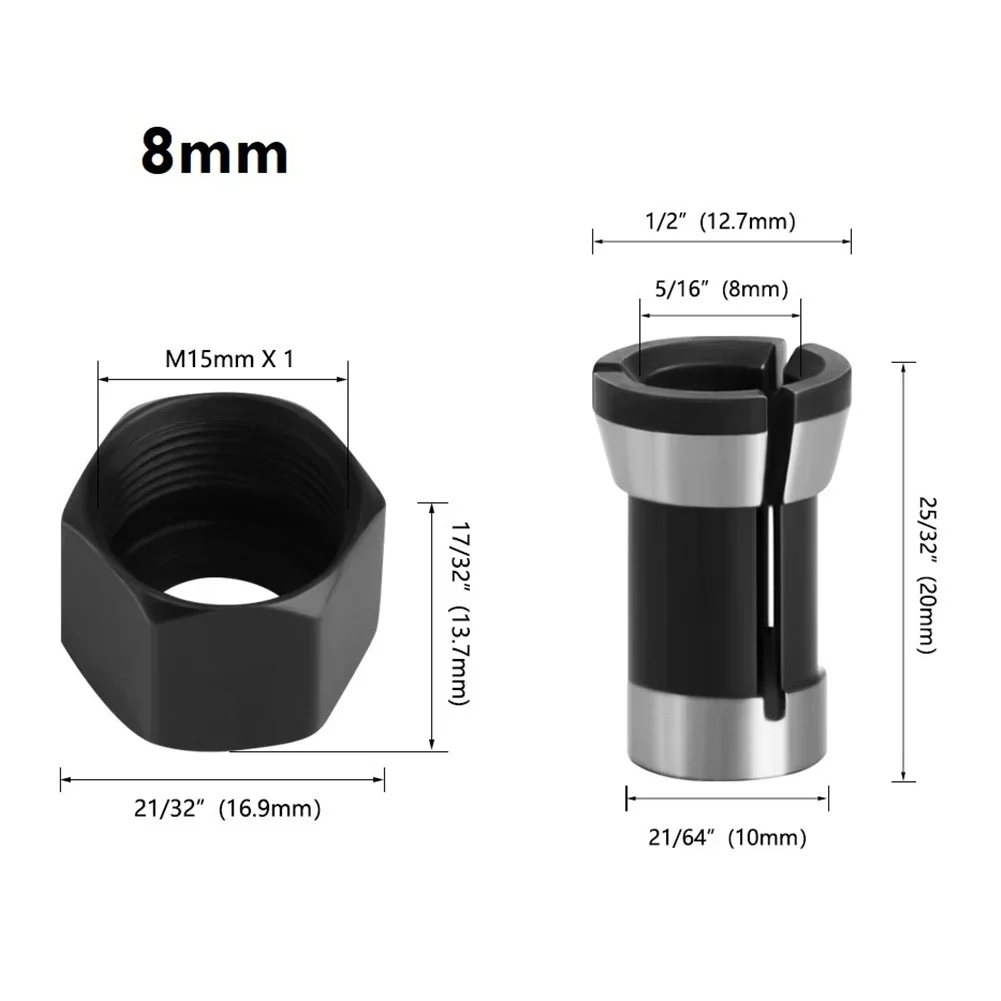 M15 Screw Nut Collect Electric Router Milling Cutter 6/6.35/8mm Engraving Trimming Machine Chuck Nut Collet Chuck Accessories