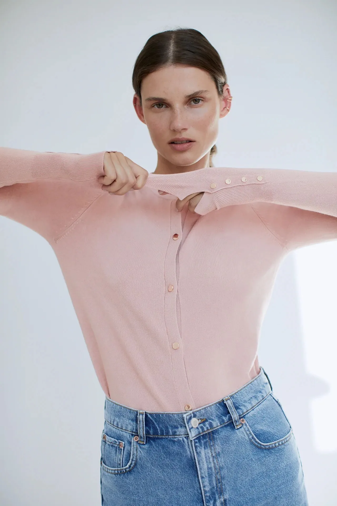 Primavera nuova donna lavorata a maglia lunga Sve rotonda Ne Button Decor Basic Sle maglione cardigan comodo da indossare alla moda...