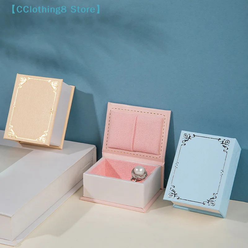 

1PC Book-shaped Ring Box With Suede Fabric Lining Creative Flip Lid Magnetic Ring Holder Earrings Jewelry Gift Case【AliS8】