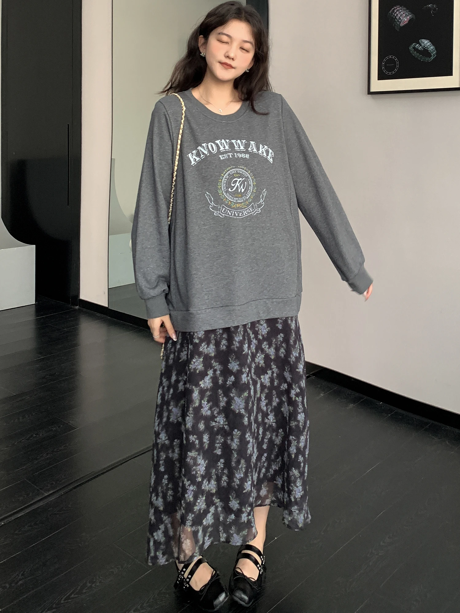 Oversize Fake Two Piece Patchwork Hooded T Shirt Dress Women Korean Loose Ladies Dresses Vestidos Robe Femme