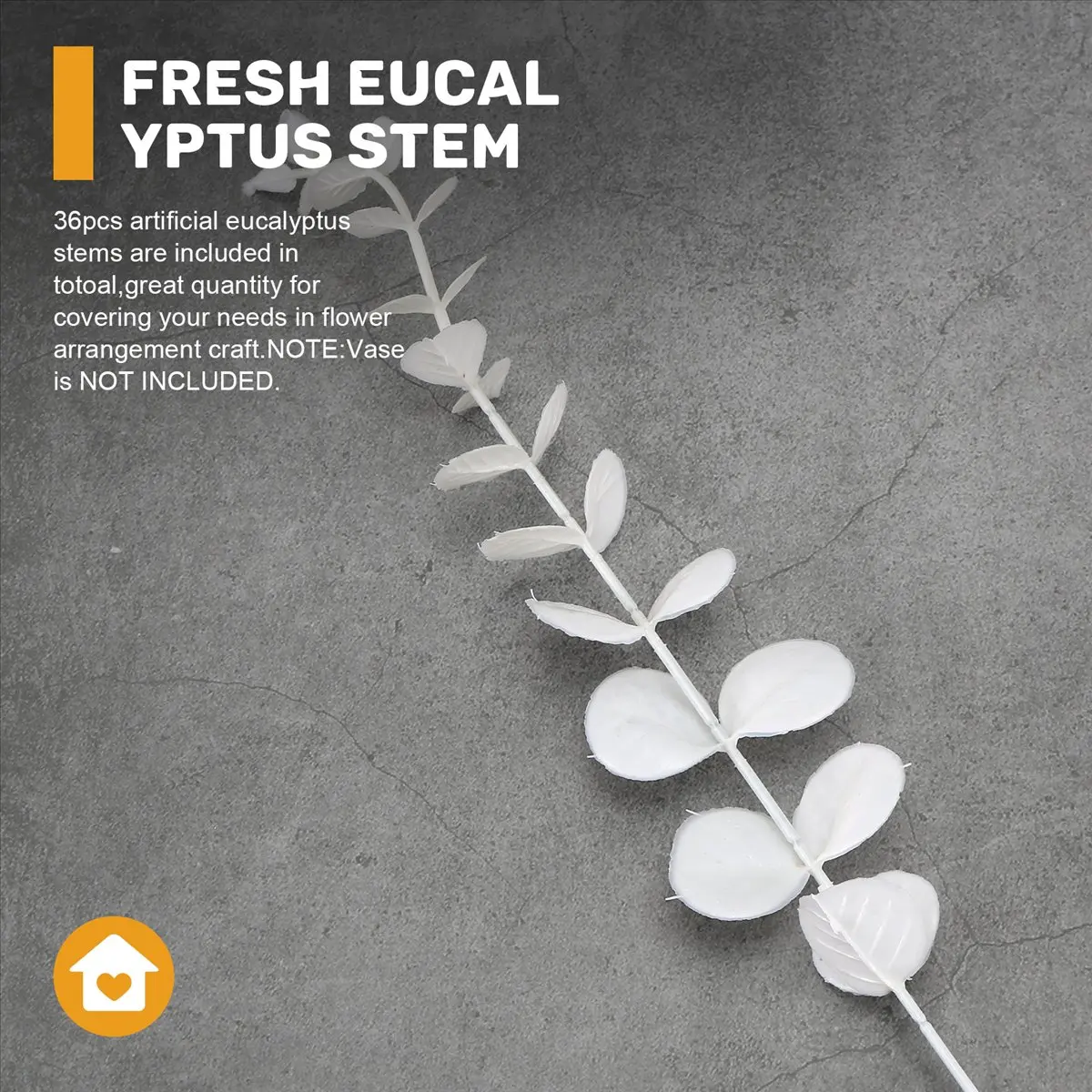 newyear828 White Artificial Eucalyptus Stems,36Pcs Faux Eucalyptus Branches Leaves Arrangement Wedding Bouquet Decor