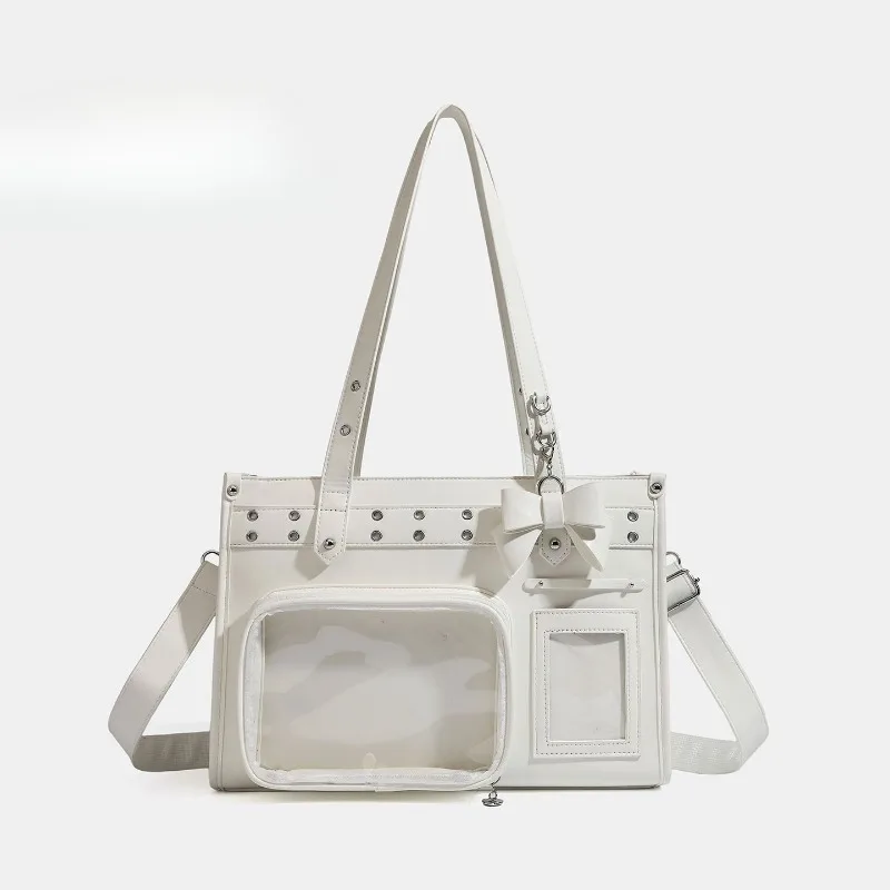 Korean Style Fresh Sweet Pain Bag Shoulder Bag Concert Hidden Storage Candy Color Print Leather Medium Square Bag with Zipper