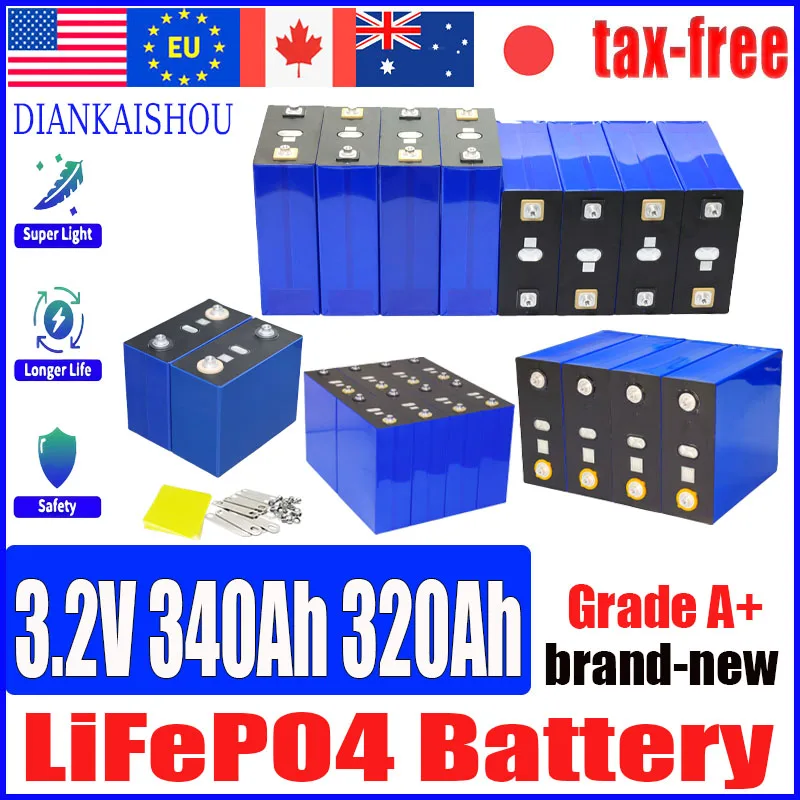 

4 шт. новый 3,2 В 340 Ач 320 Ач 280 Ач 150 Ач класс A LiFePo4 аккумулятор DIY 12 В RV морской литий-железо-фосфатный аккумулятор