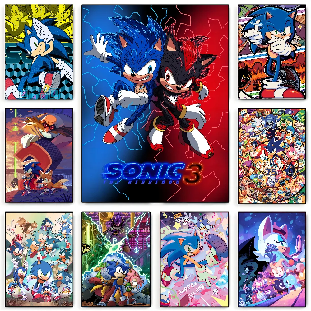 Video Games Sonics Poster Wall Art Home Decor Room Decor Digital Painting Living Room Restaurant Kitchen Art