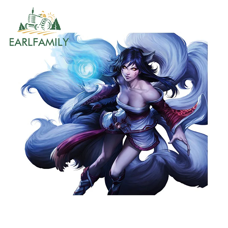 EARLFAMILY 13cm x 11.3cm for Ahri League of Legends Car Stickers JDM Anime Decal Scratch-Proof Sunscreen Motorcycle Car Goods