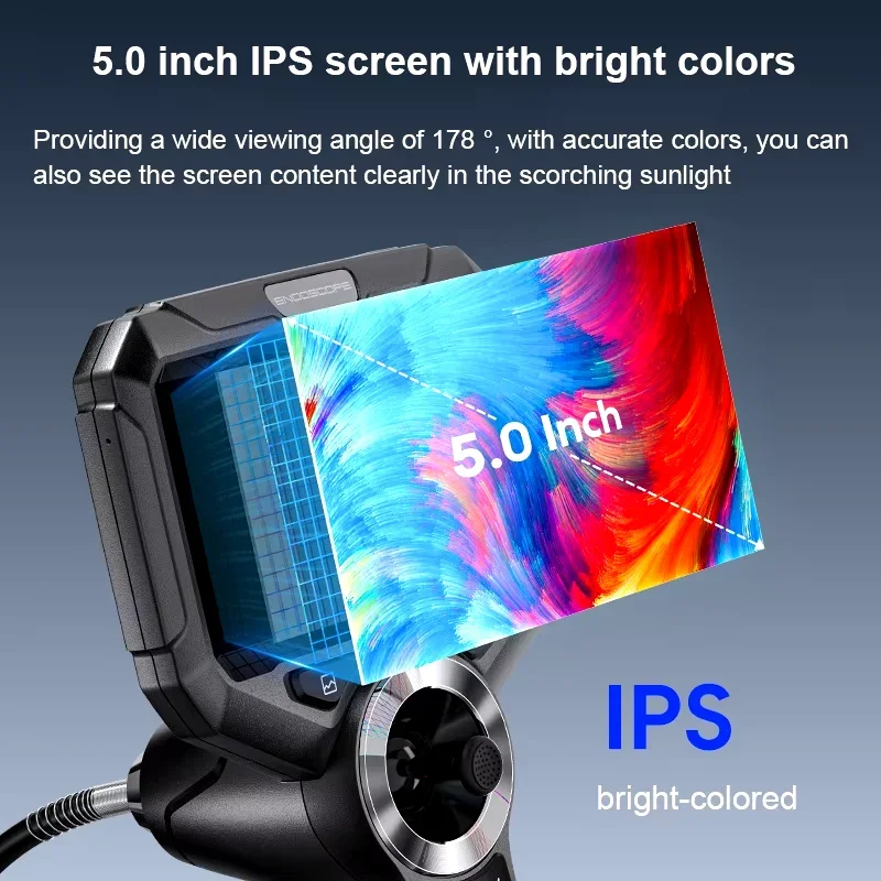 720 °   Rotatie 4-weg scharnierende inspectiecamera Industriële endoscoopcamera 5 "IPS-scherm voor autoriool Drai