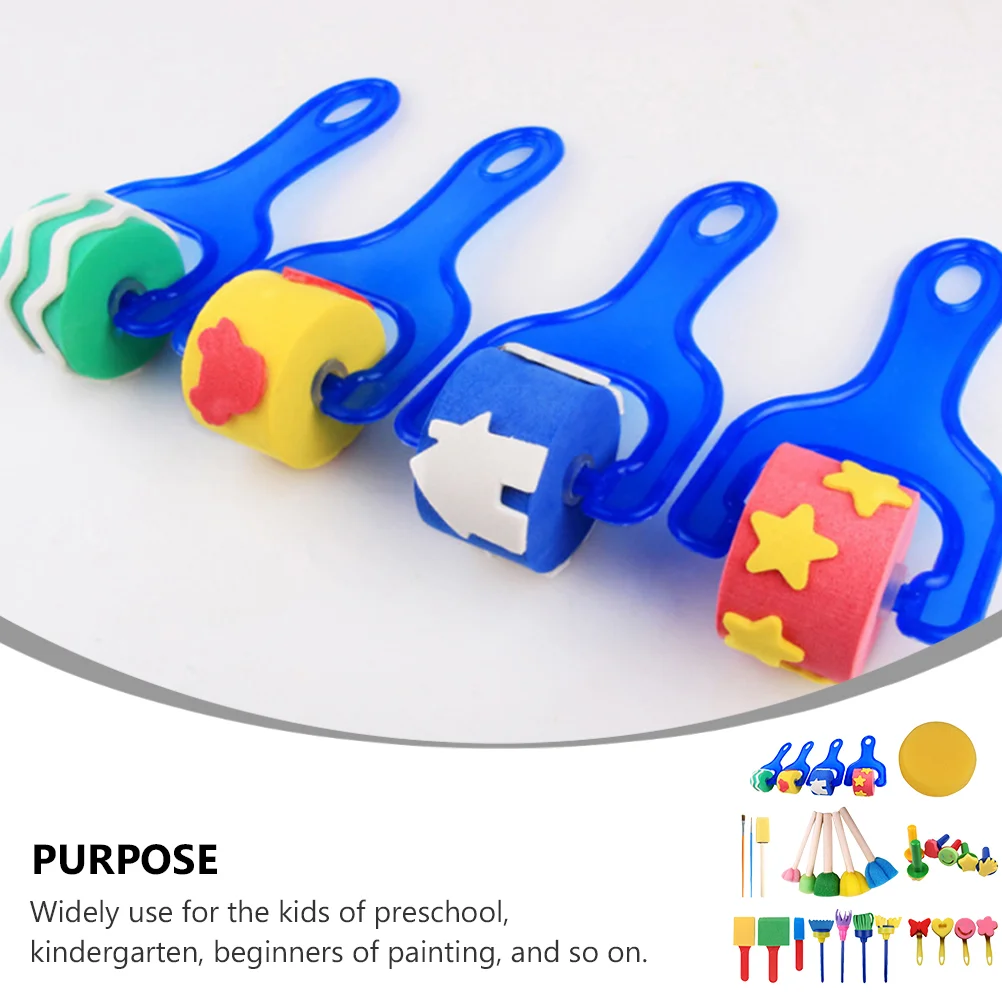 30 Pcs Sponge Stamps Graffiti Tool Sponges Paint Kit Kids Drawing Supplies Child