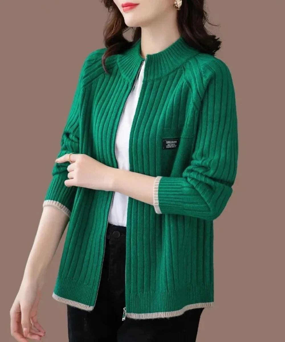 

Knitted Cardigan Women's JacketSpring And Autumn New Outerwear Loose And Stylish Long Sleeved Casual Zipper Sweater