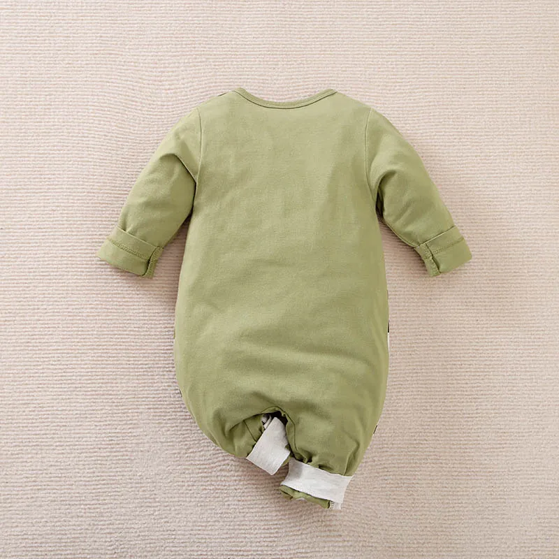 Newborn boy romper green zebra embroidery Toddler Clothing Infant Long Sleeve cotton spring and autumn one-piece pajamas