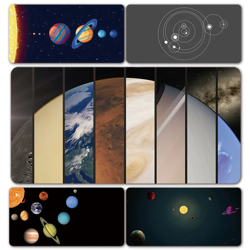 XXL Locking Edge Mousepad Solar system, Mercury, Venus, Earth, Mars, Jupiter, Saturn, Uranus, Neptune Design Mouse Pad