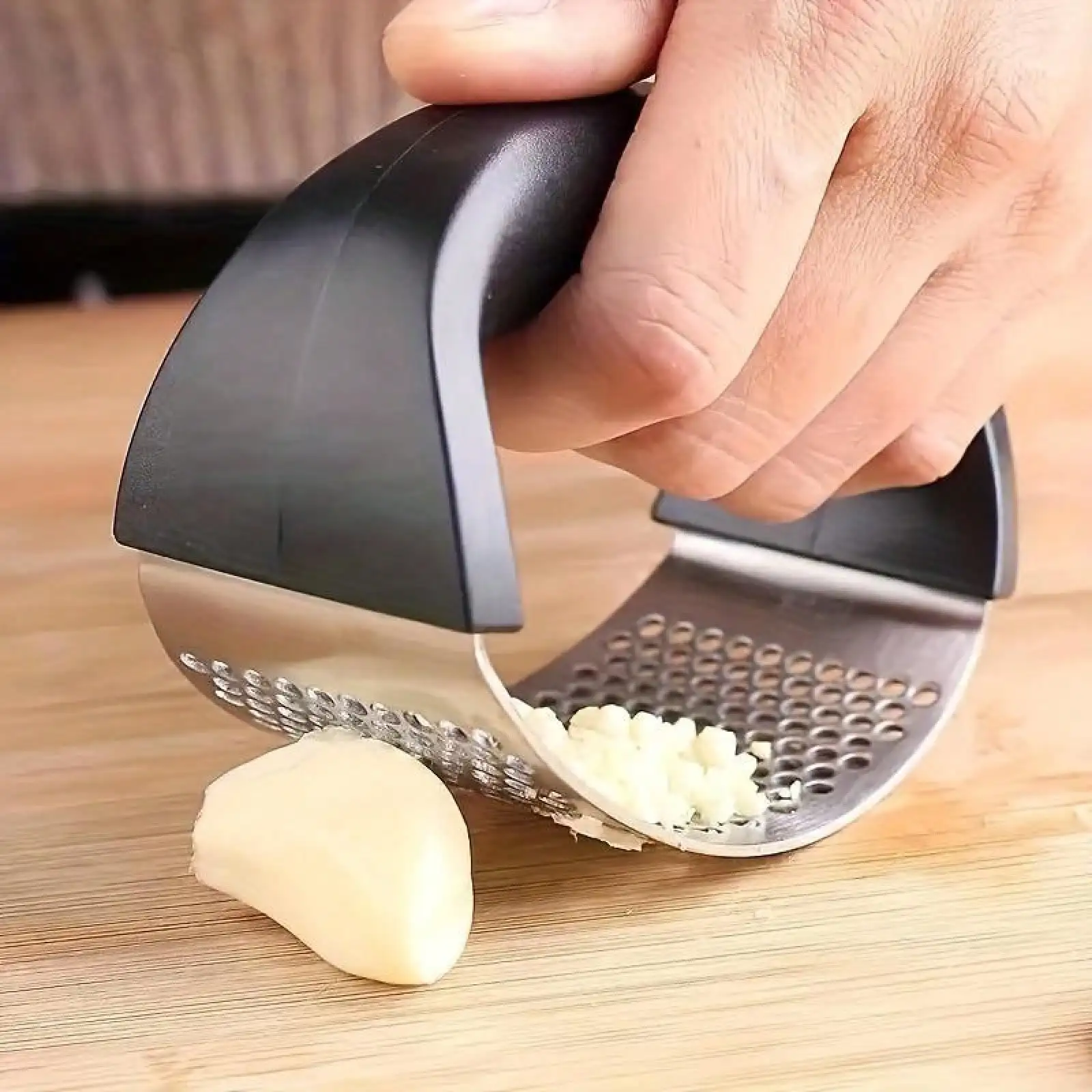 Garlic Press, Stainless Steel Garlic Press, Rocker Metal Garlic Mincer, Washable Garlic Crusher, Kitchen Garlic Chopper, Garlic Masher, Kitchen Stuff, Kitchen Gadgets, Apartment Essentials, College Dorm Essentials Kitchen Accessories U