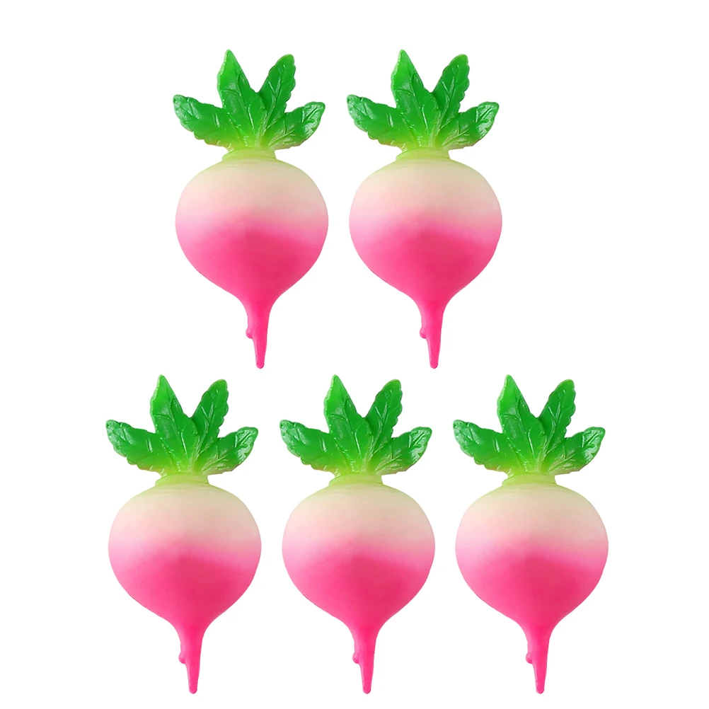 

5pcs Resin Fake Radish Models Lifelike Vegetable Decorations For Home Kitchen Educational Crafts Display Props Party Decoration