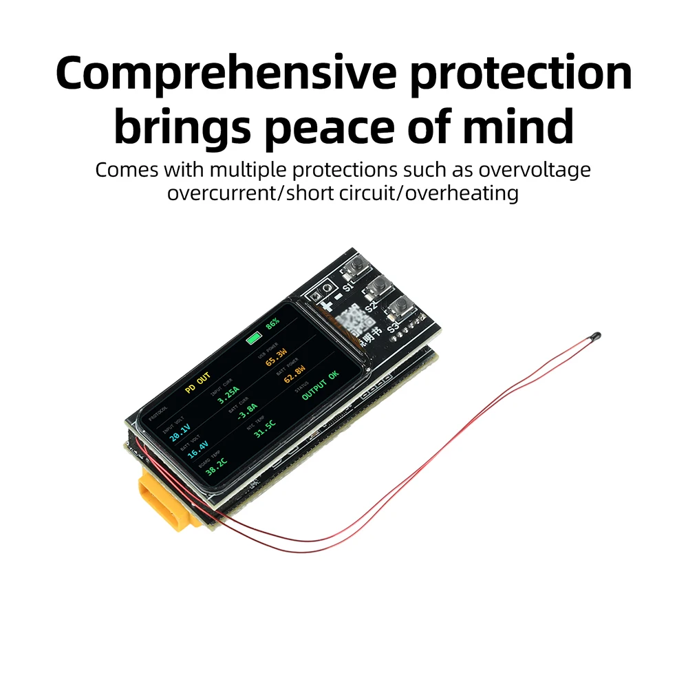 PD 140W 1,47-Zoll-Digitalanzeige Schnellladende Powerbank-Motherboard DIY-Kit 2-6S Lithium-Batterie Lade- und Entlademodul – Detail 8