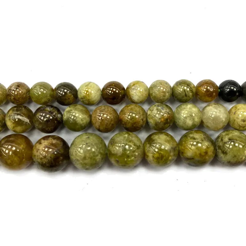 Wholesale Green Garnet Round Natural Gem Stone Beads For Jewelry Making DIY Women's Bracelet Necklace Charms 6/8/10MM 15''