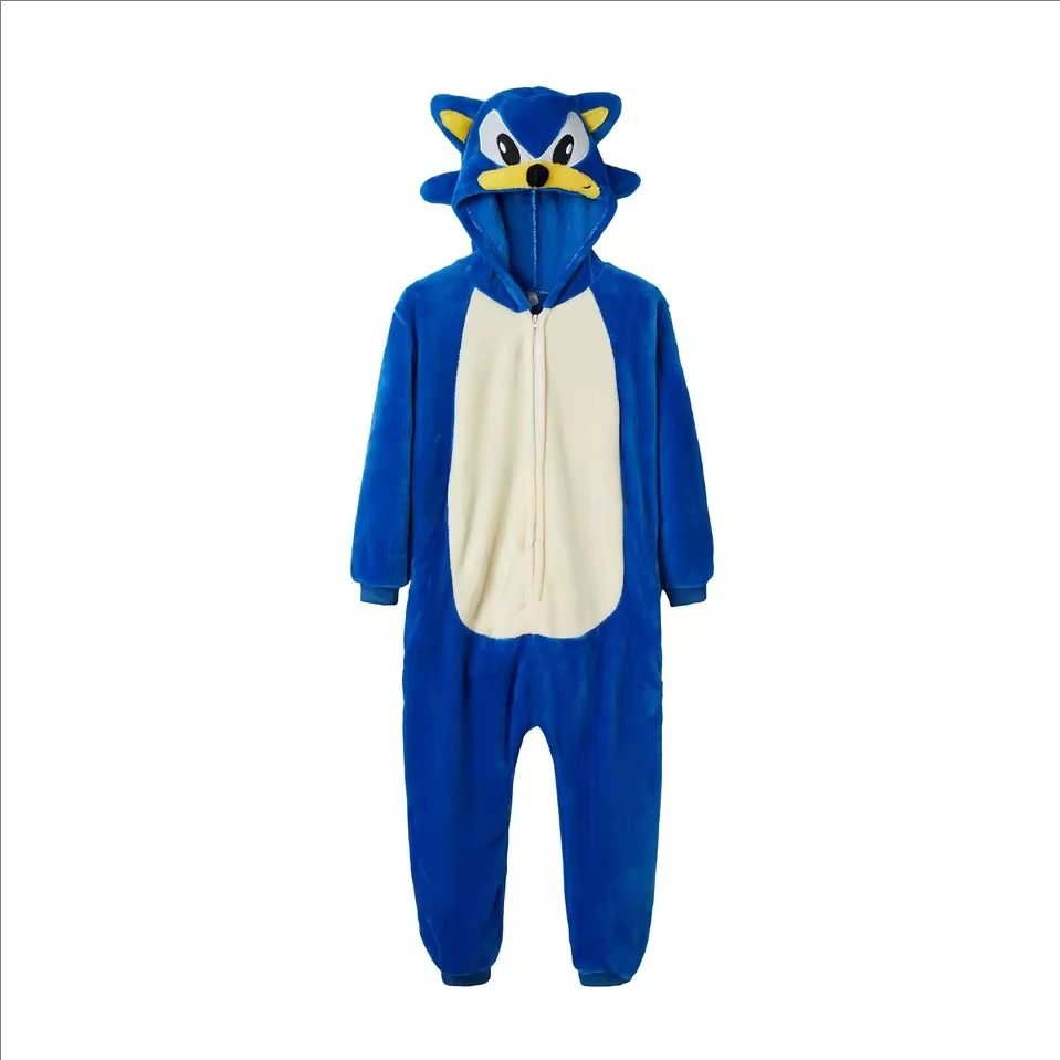 Nuevo Pijama Enterizo Egel de Sonic el Erizo, de Forro Polar Coral, Traje de Dibujos Animados para Dormir, Ropa de Dormir de Franela para Otoño e Invierno, Pijama para el Hogar