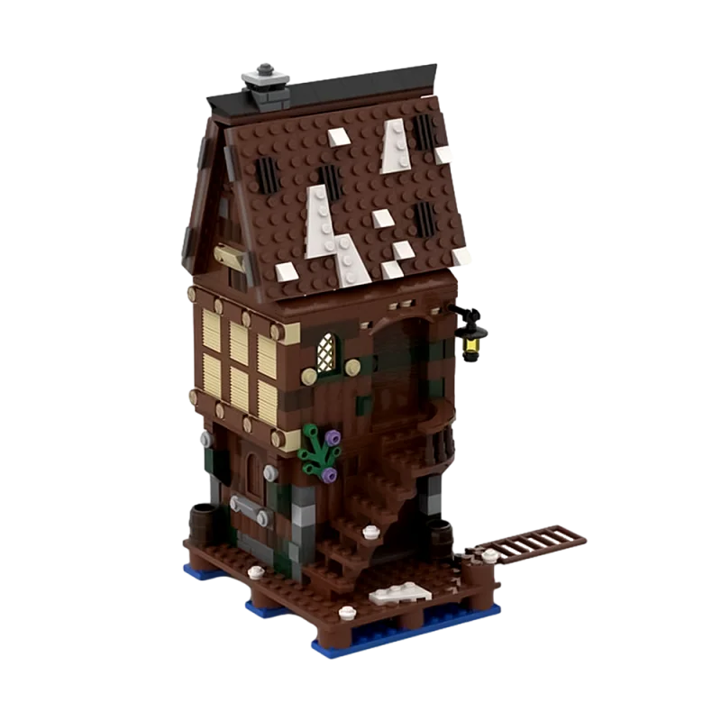 MOC-Retro House Model Building Blocks, Bricks Set, Lago, Cidade, Esgaroth, DIY, Brinquedos, Presentes para Crianças