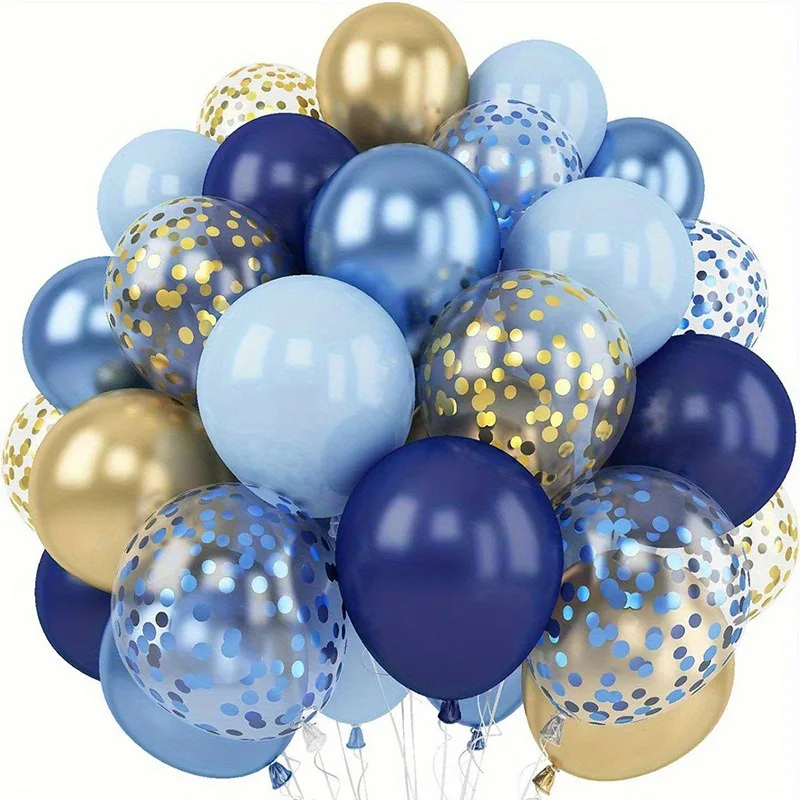 Conjunto de Balões Mistos em Azul Marinho, Dourado e Macaron (42 Peças) para Aniversários, Casamentos, Revelação de Gênero, Chás de Bebê e Decorações Nupciais
