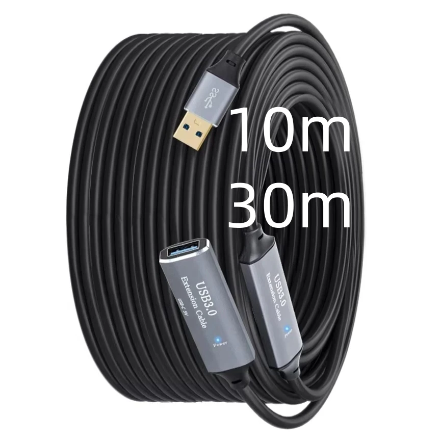30M USB 3.0 Extension Cable with Signal Boost Chipsets, Male to Female Active Extender Cord for PC Webcam USB Hub Printer Camera