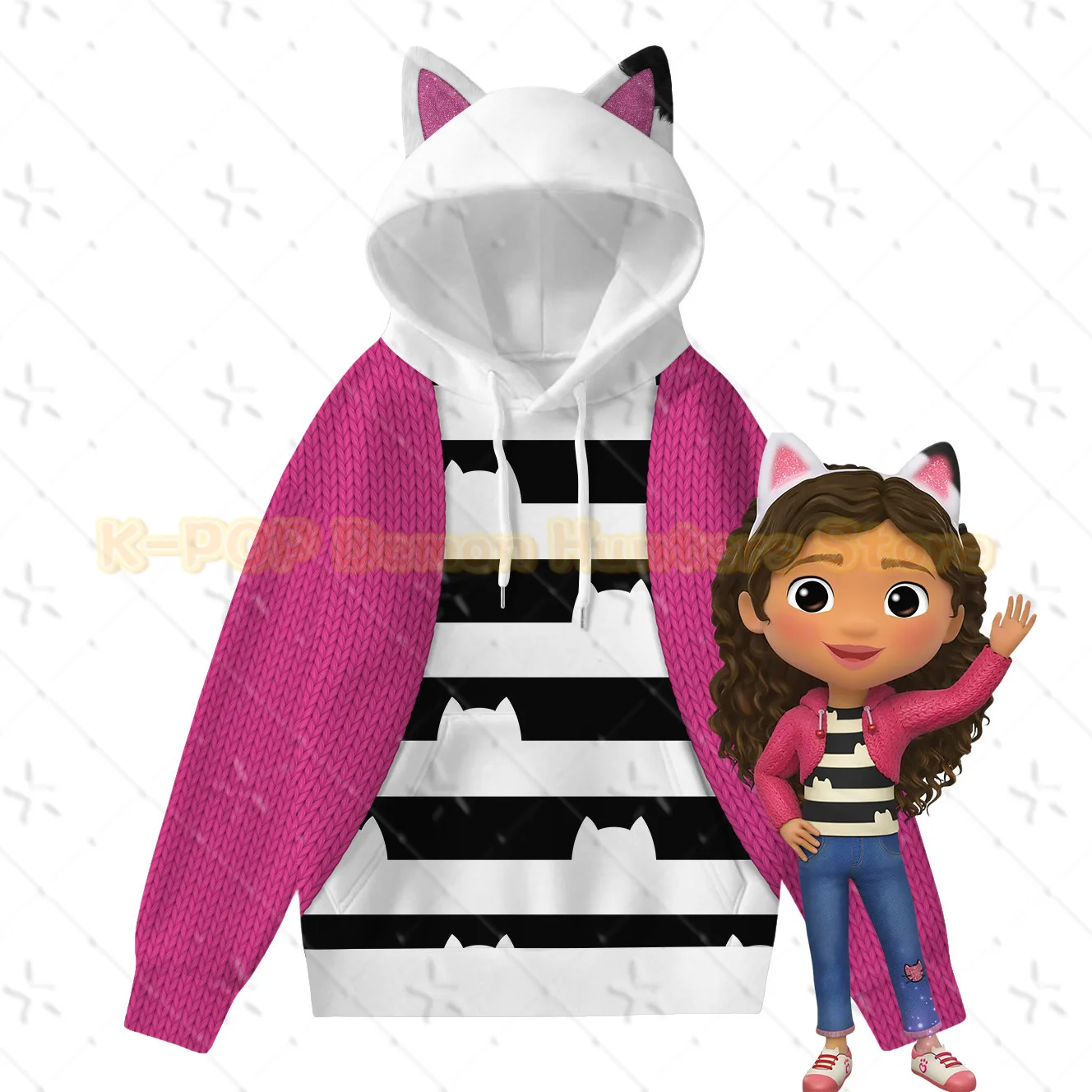 

Gabby Anime Gabby's Game Dollhouse Cosplay Costume Mask Shirt Pant Coat Dress For Children Cos 110-150 Size Halloween Customized