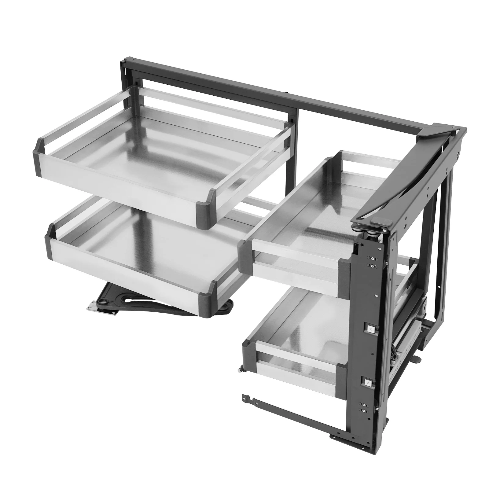 15 Inch Blind Corner Cabinet, 115° Large Opening Angle Pull-Out Corner Organizer, Swivel Corner Cabinet for Kitchen