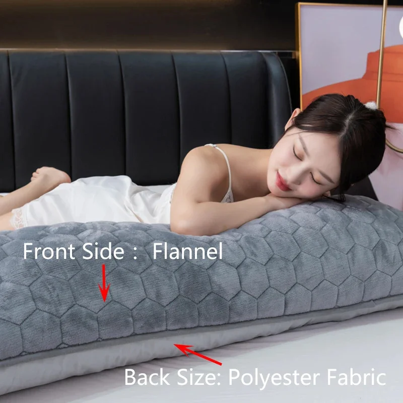 Winter Flannel Couple Pillowcase Single-sided Velvet Long Pillowcase Quilted Hugging Body Pillow Cover 120/150/180cm