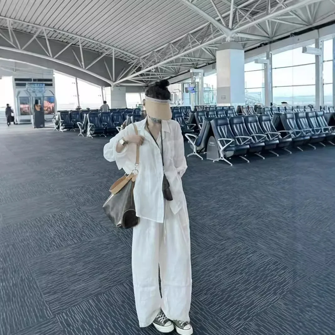 

and linen sunscreen shirt women's 2025 spring and summer new lazy loose long-sleeved linen air-conditioning shirt shirt top