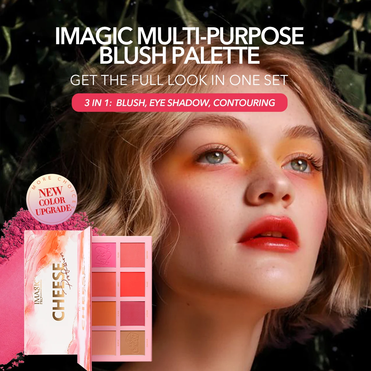 IMAGIC 8-Color/Set Blush Powder Pigment Orange Peach Pink Cheek Professional Easy To Wear Natural Face Makeup Korean Comsmetics