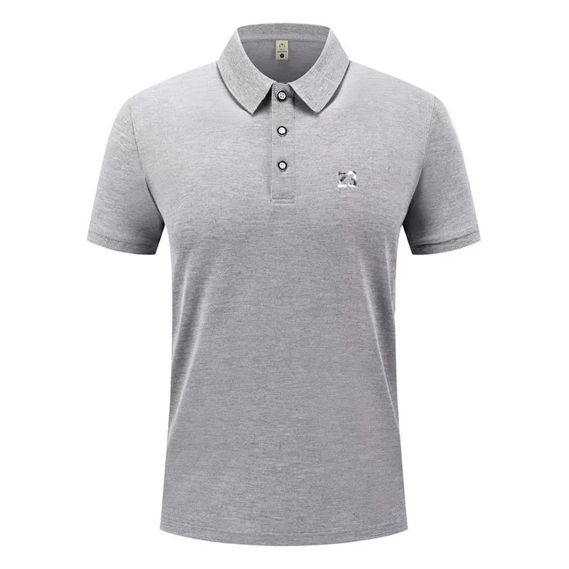 

New men's T-shirt classic short sleeved summer top casual T-shirt button collar 2025