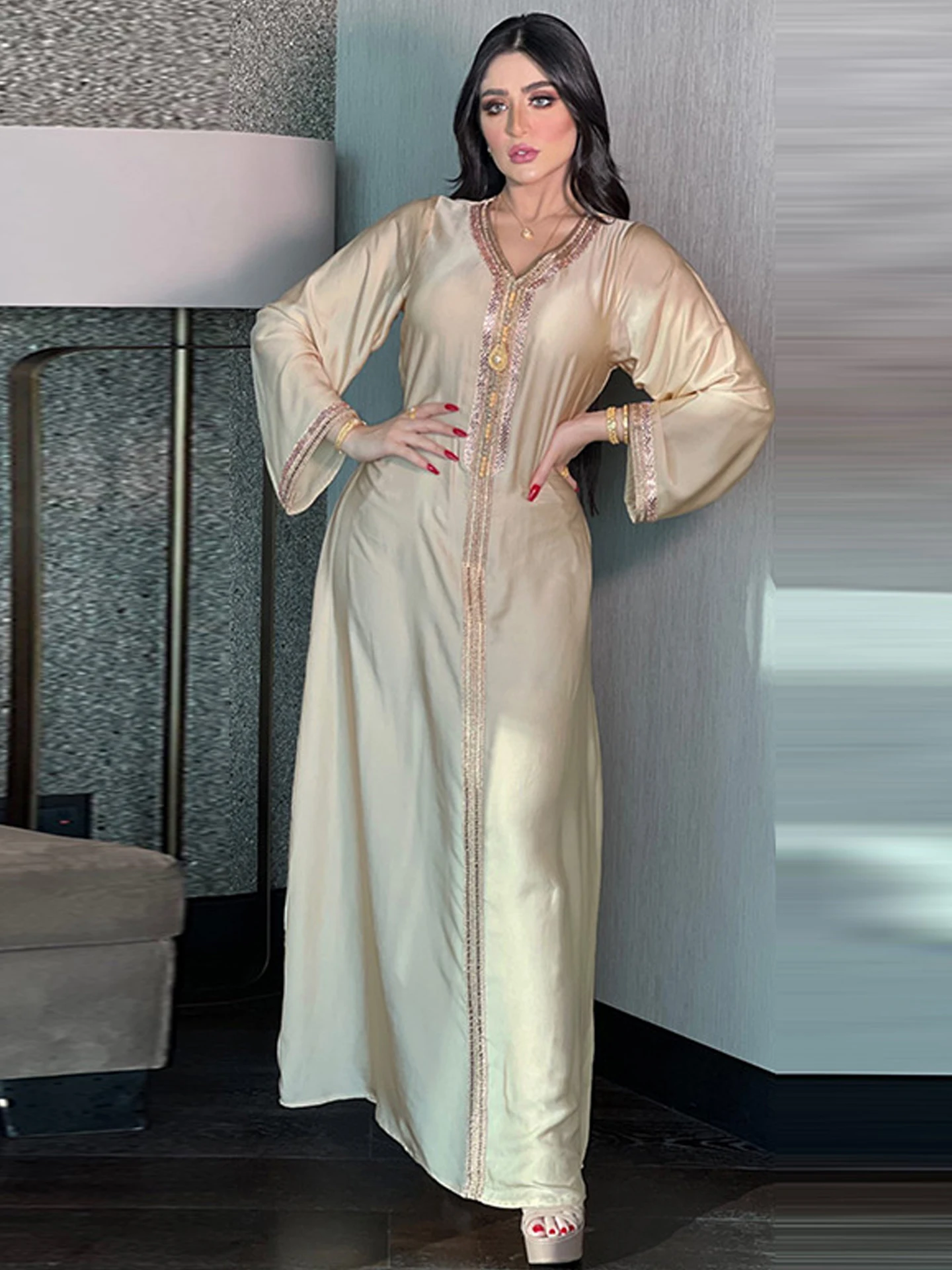 

Fashion Women Jalabiya Kaftan Long Arabic Dress Moroccan Braids Muslim Abaya Party Evening Ramadan Islam Caftan Dubai Saudi Robe