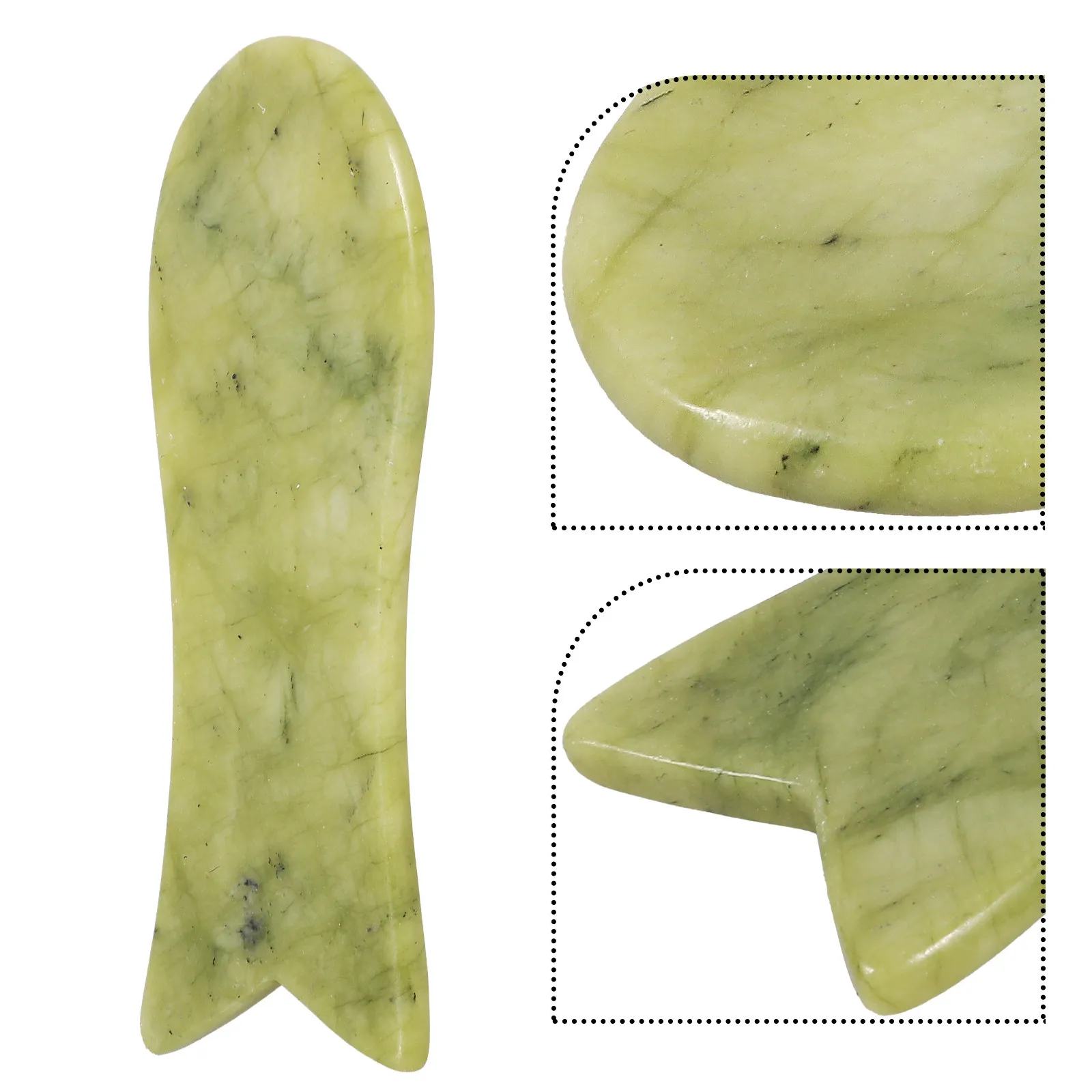 2Pcs Natural Jade Gua Sha Scraping Plate Facial Back Massager Fish Shape Promote Blood Circulation Muscle Relaxation Spa view 6