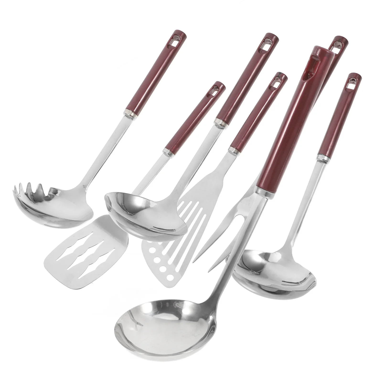 

7 pcs Stainless Steel Kitchen Utensils Set Long Handle Cookware Tools Non Stick Spatula Spoon Stir Fry Shovel Heat Resistant