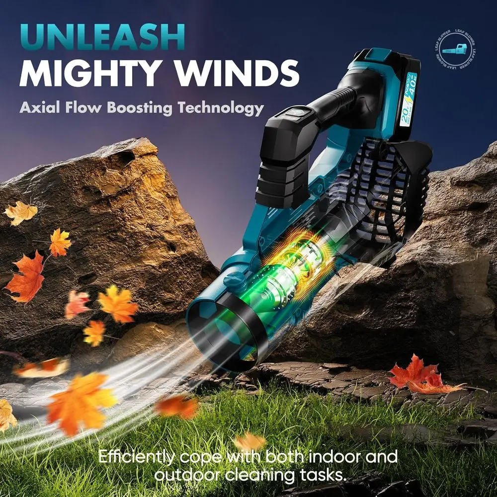 منفاخ أوراق الشجر اللاسلكي - تحديث 2025 150000 دورة في الدقيقة و3 مستويات سرعات منفاخ أوراق شجر كهربائي مع بطارية وشاحن 2 × 4.0 أمبير في الساعة، تمديد #3