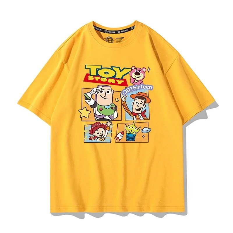 

Летние футболки с короткими рукавами и принтом «История игрушек» с Баззом Лайтером, детская дышащая мягкая футболка с принтом Диснея для мальчиков и девочек, наряд с героями мультфильмов