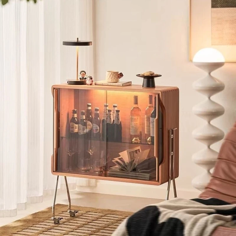 

Retro living room removable glass wine cabinet sofa display dining side against the wall storage porch storage shelf