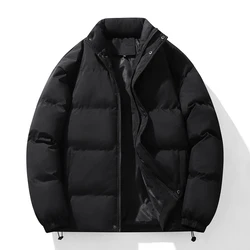 Stand collar cotton-padded coat men's new winter loose cotton-padded coat solid color thick bread coat winter thick down coat