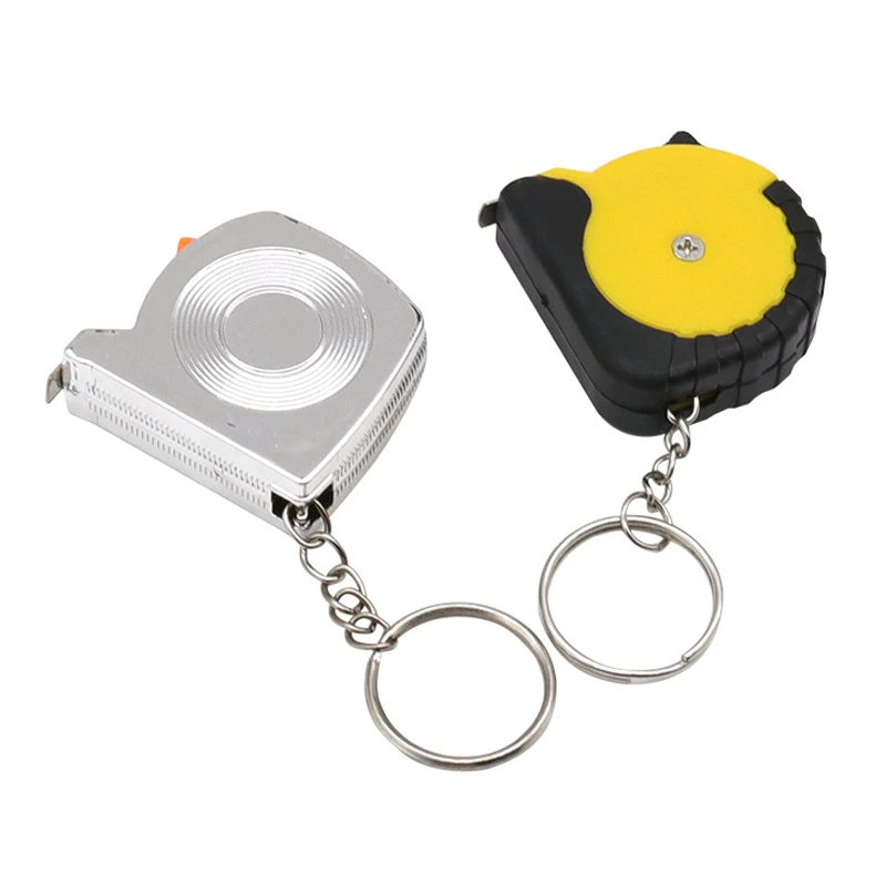 مسطرة فولاذية ناعمة صغيرة محمولة بطول 1 متر، شريط قياس متعدد الأغراض مع سلسلة مفاتيح متري ومقياس مزدوج بوصة