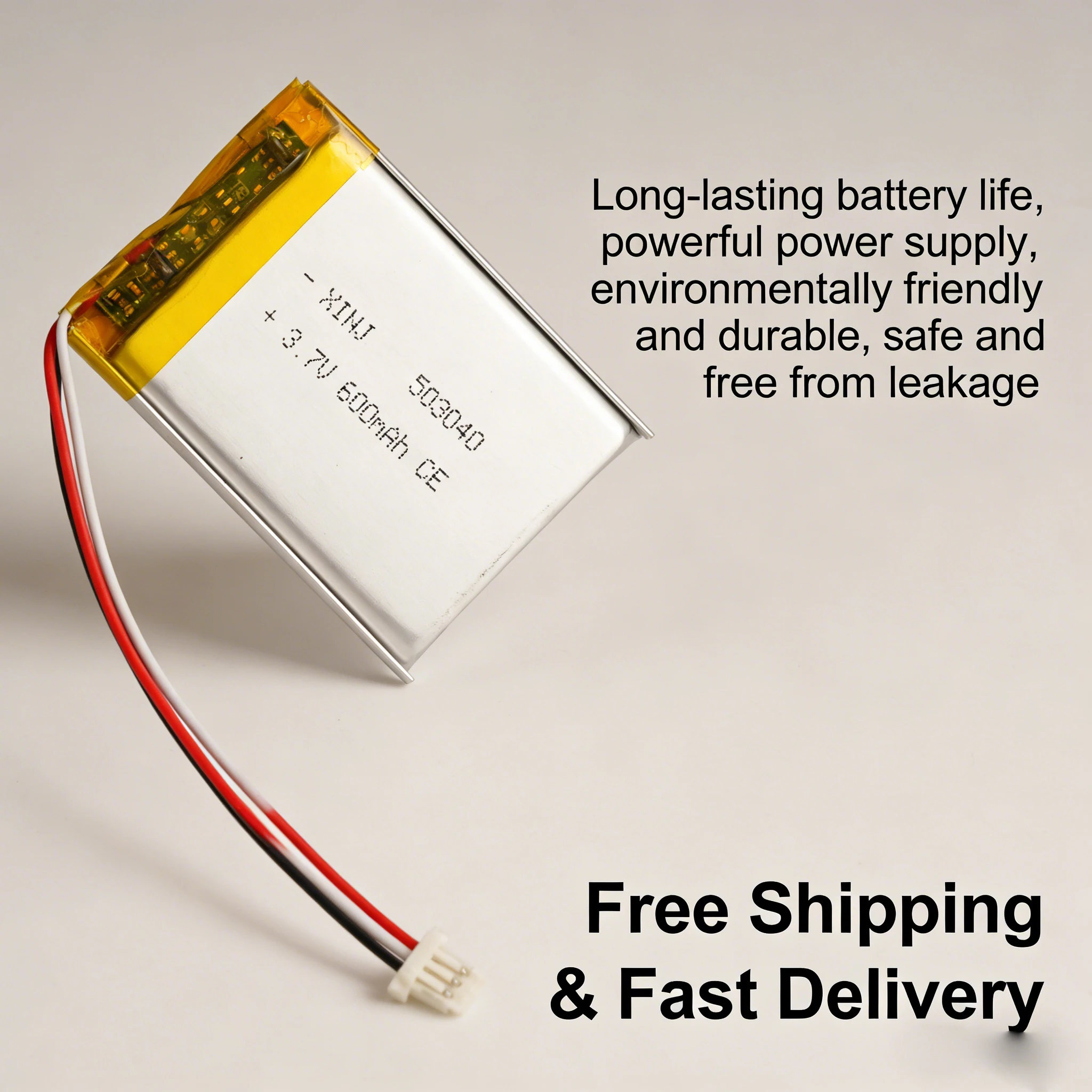 

3.7V 600mAh 503040 Lipo Battery JST SH 1.0 3Pin for Dash Cam Car Camera GPS Navigation LED Light Rechargeable 3-Wire Lithium Ion