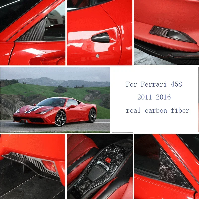 Real Carbon Fiber For 2011-2016 Ferrari 458 Car Gear Panel Decorative Cover stickers Inside and Outside Decorative Accessories