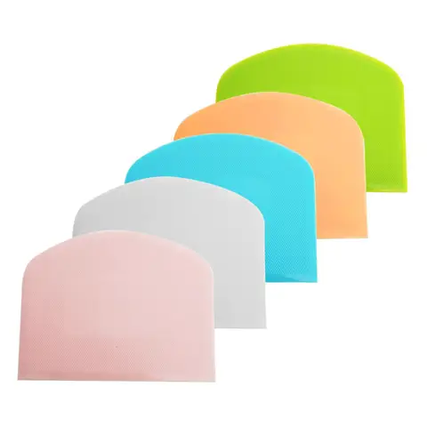 Dough Scraper Set, 5-Packs Food-Safe PE Plastic Bench  Bowl Scrapers For Bread Dough Cutter