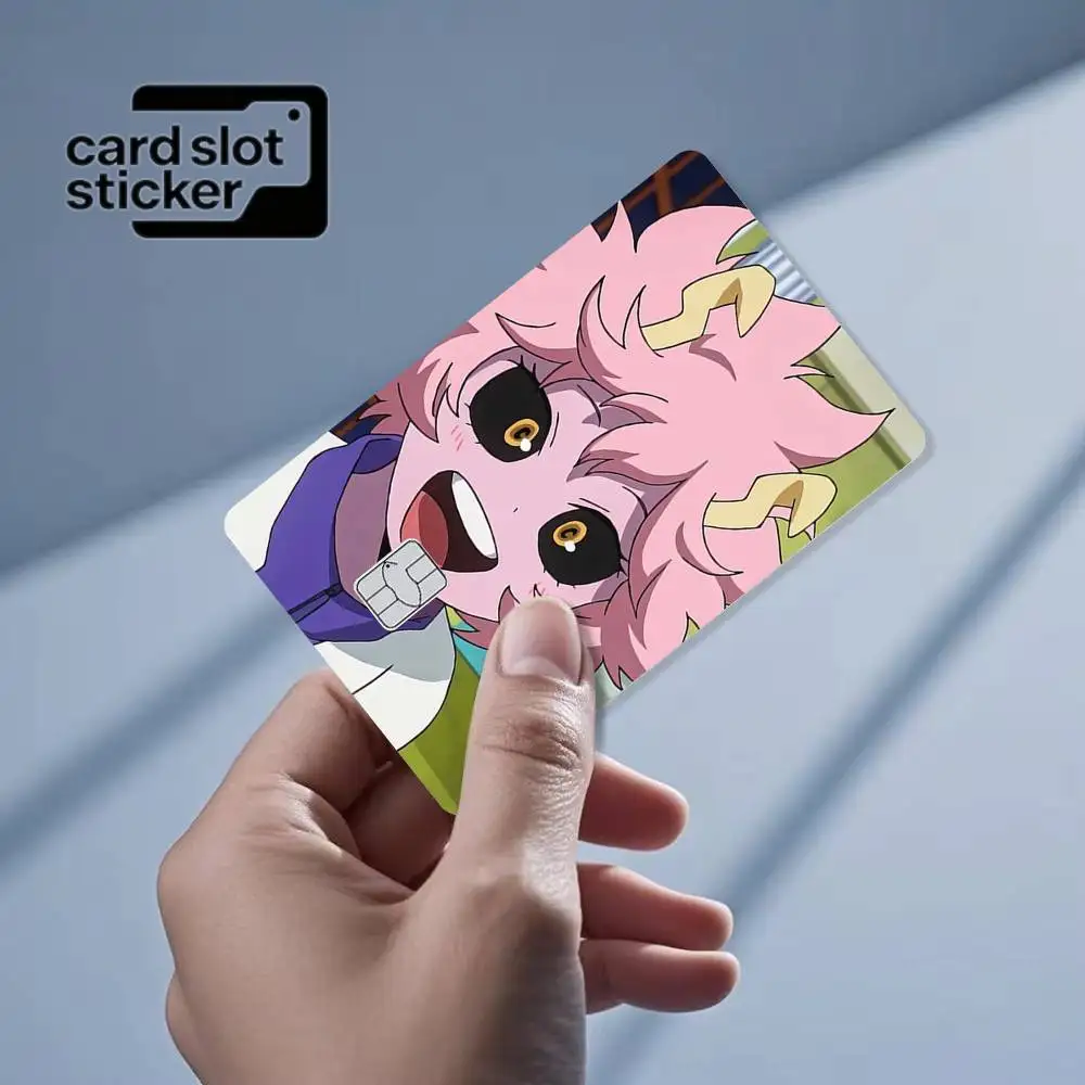 Cartoon Mina Ashido Anime  Credit Card HD Stickers Game Card Decal Small Chip Waterproof Sticker Gift