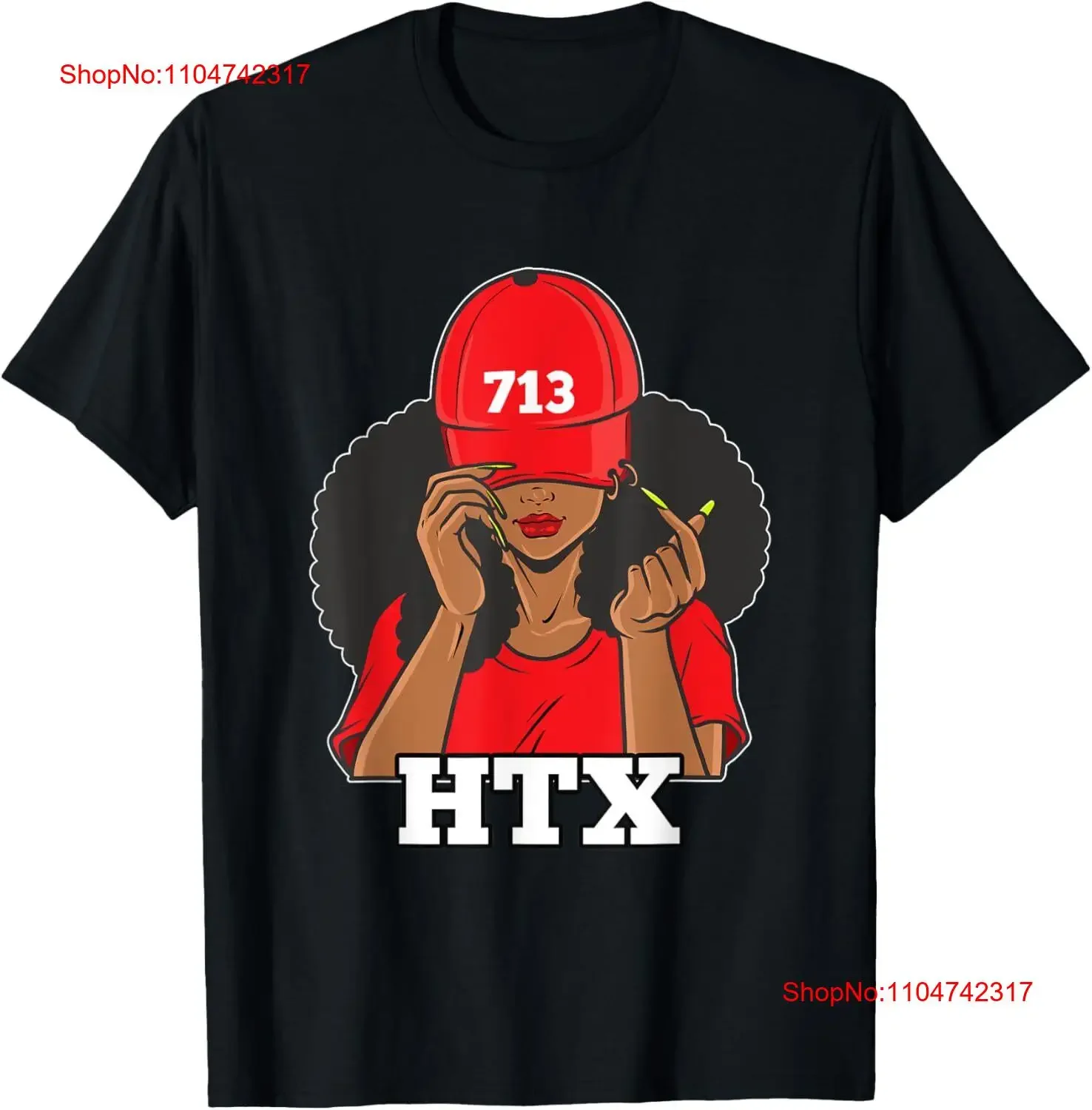 713 Houston Texas Mulher Negra Afro Puffs Camiseta vintage Lavada Elegante roupas de grife Macio Confortável moda Respirável