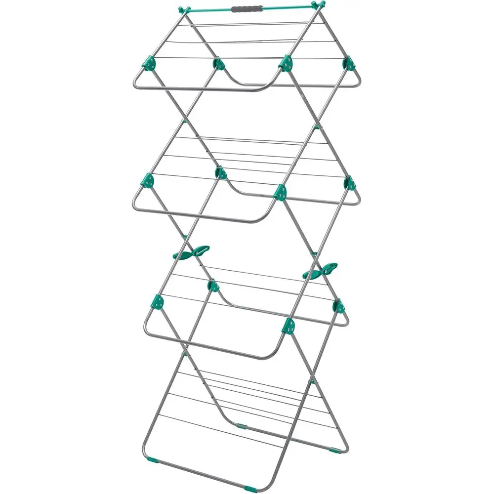 

3-Tier Indoor Clothes Drying Rack, 15 Meters Space - Metallic Aqua