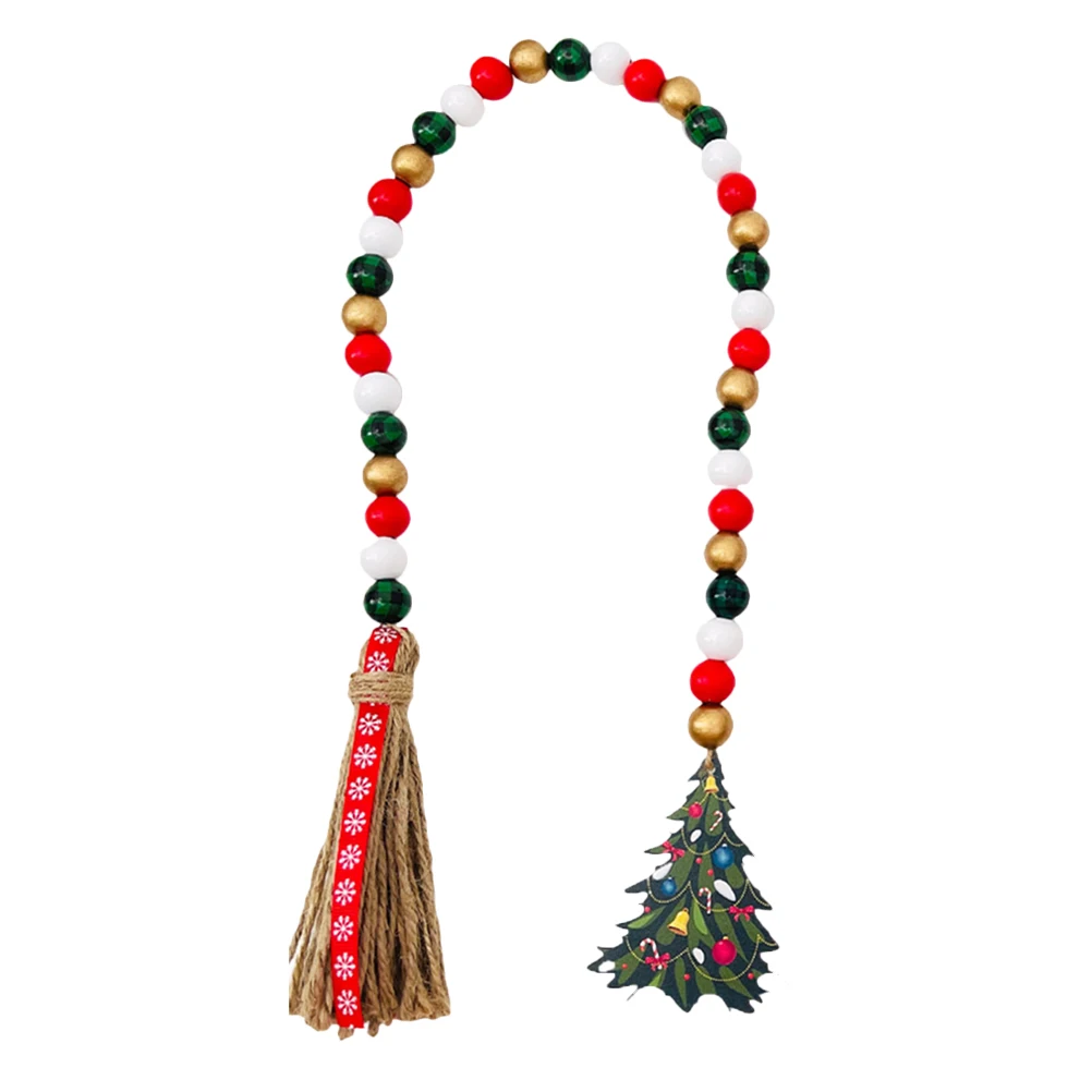 

Wood Bead Garland Tassel Pendant Xmas Rustic Wooden Beads Garland Decor Hanging Bead Pendant for Xmas Scene Hanging Tassel Beads