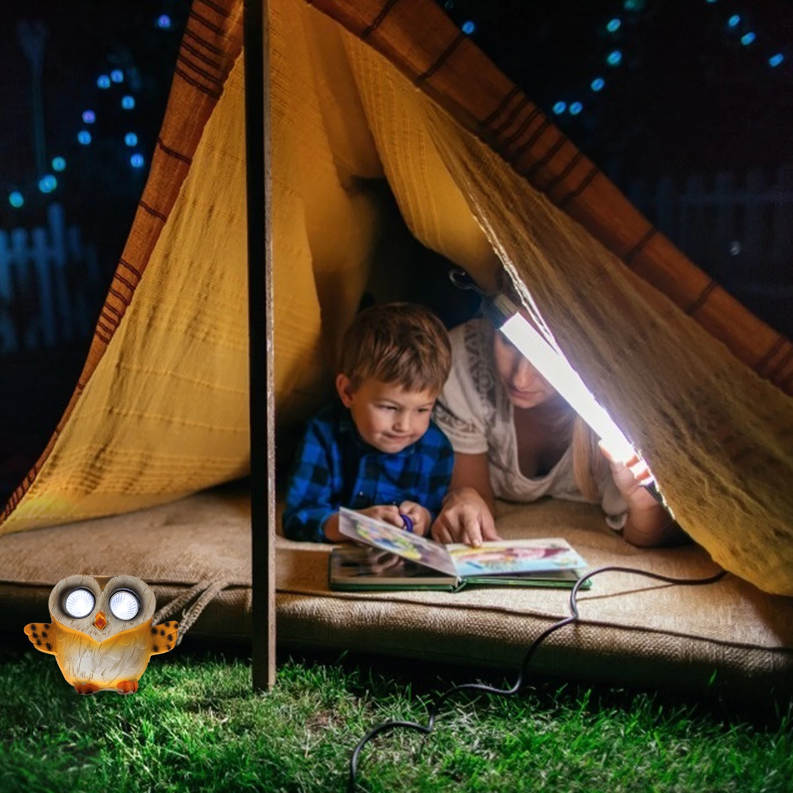 

Solar Owl Statue Light Outdoor Decorative Figurines Resin Garden Lantern Yard Solar Powered Christmas New Year Holiday
