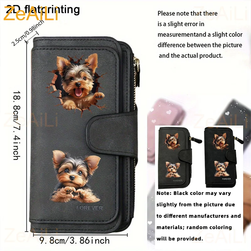 Yorkshire Terrier Hundemotiv Damen Lange Geldbörse mit Schnalle, Handtasche, Weiche PU-Multikartenhalterung, Große Kapazitätstasche – Detail 2
