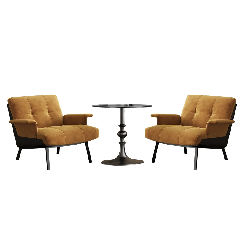 

Medieval sofa chair hotel lobby single reception table and chair combination negotiation armrest leisure chair